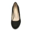 Wide Width Comfy Round Toe Low Heel Pumps BLACK-SUEDE