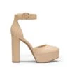 Platform Ankle Strap High Heel Pumps NUDE PU