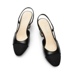 Ankle Strap Slingback Cap Toe Pumps BLACK