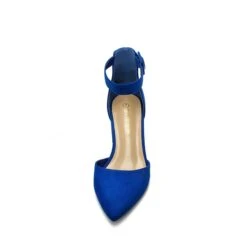 Ankle Strap Low Heel Chunky Pumps ROYAL BLUE