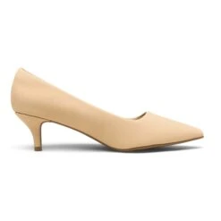 Wide Width Kitten Heel Pointed Toe Pumps NUDE-NUBUCK