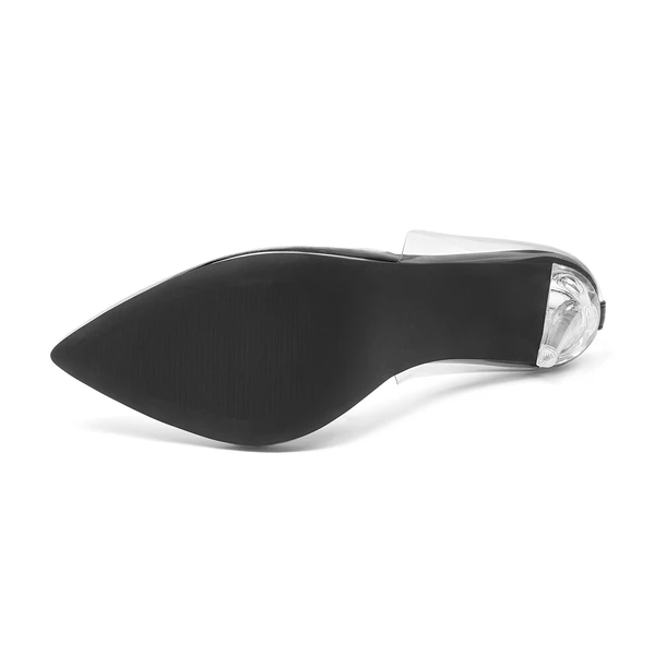 Crystal Pointed Toe Rhinestone Clear Pumps BLACK CLEAR - Image 2
