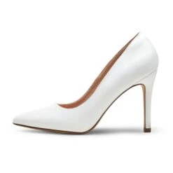 Wide Width Stiletto Pointed Toe Pumps WHITE-PU