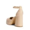 Platform Ankle Strap Chunky Pumps NUDE-PU