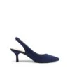 Slingback Pointed Toe Kitten Heel Pumps NAVY SUEDE