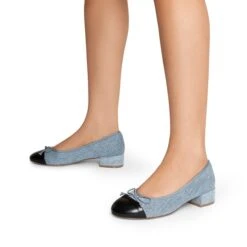 Bow Ballet Pumps DENIM BLUE BLACK