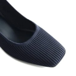 Minimalist Square-Toe Slingback Heels NAVY