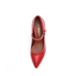 Mary Jane High Chunky Pumps RED