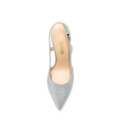 High Stiletto Pointed Toe Slingback Pumps SILVER-GLITTER
