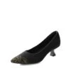 Knitted Pointed-Toe Kitten Heels BLACK