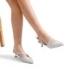 Kitten Heel Slingback Pumps SILVER-GLITTER