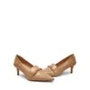Horsebit Detail Pointed Toe Kitten Heel Pumps NUDE PU