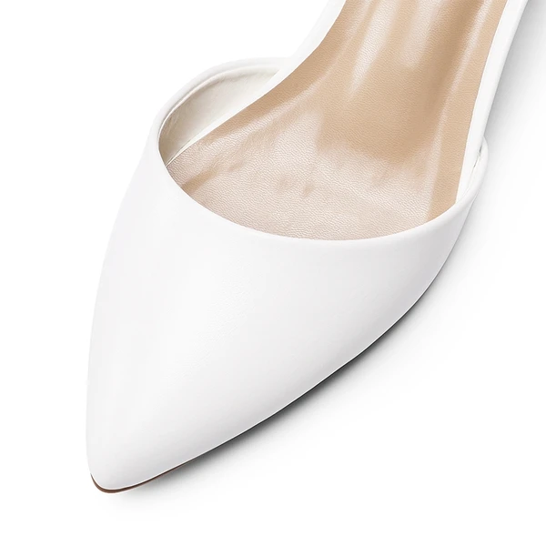 Pointed Toe Low Chunky Pumps WHITE - Image 2