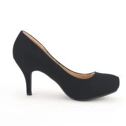 Classic Closed Toe 3 Inch Heels Pumps BLACK NUBUCK