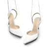 Lace-Up High Stilleto Pumps WHITE-SATIN
