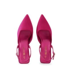 Pointed-Toe Slingback Kitten Heel Pumps HOT PINK