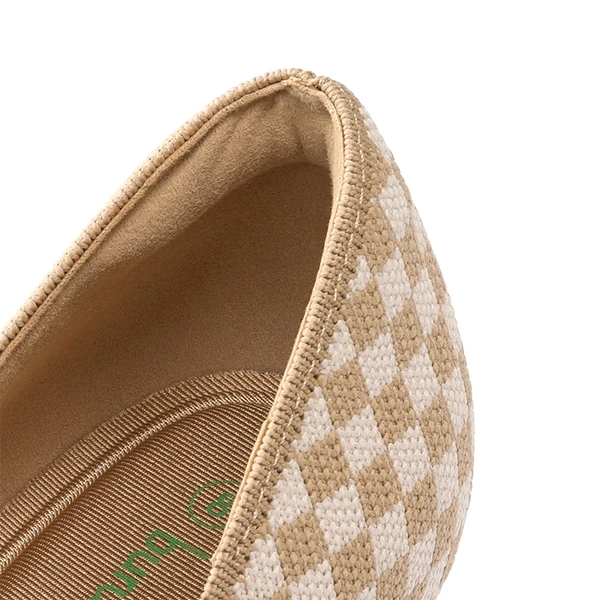 Comfortable Dressy Bow Pumps BEIGE GRID - Image 3