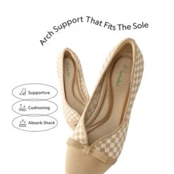 Comfortable Dressy Bow Pumps BEIGE GRID