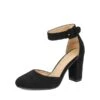 Round Toe Chunky Heel Pumps BLACK NUBUCK