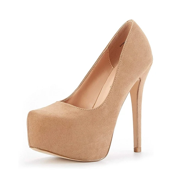 High Heel Stiletto Platform Pumps NUDE SUEDE
