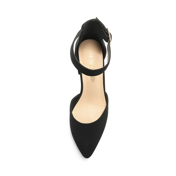 Pointed Toe Chunky Mid Heel Pumps BLACK-NUBUCK - Image 7