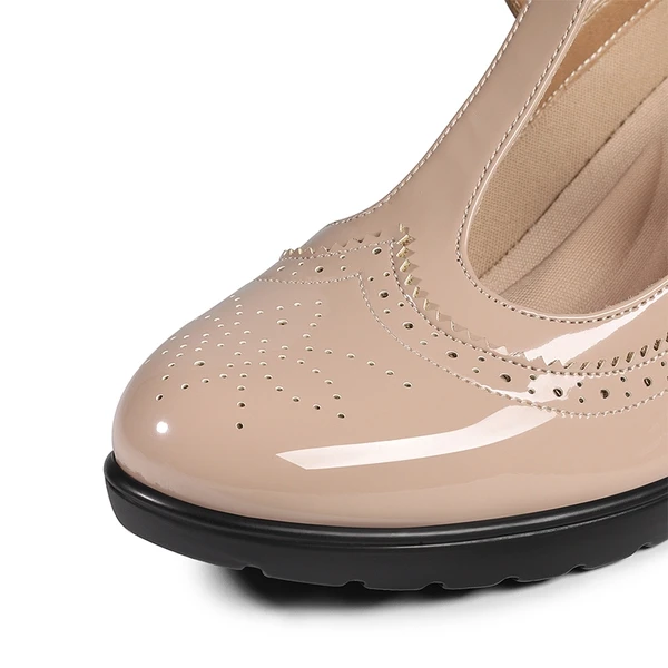 T-Strap Round Toe Pumps NUDE-PAT