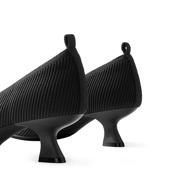 Comfortable Knitted Kitten Heels BLACK - Image 3