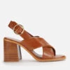 See By Chloé Women's Lyna Leather Platform Heeled Sandals - Tan