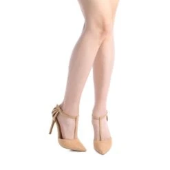 Strappy High Heel Pump Shoes NUDE SUEDE