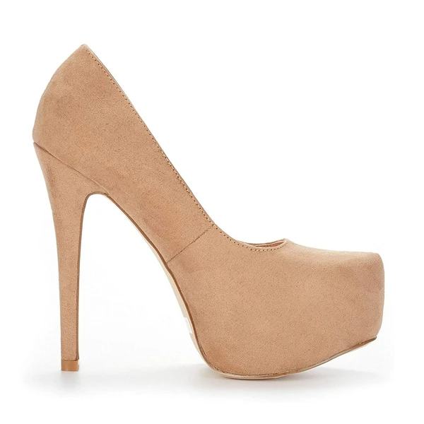 High Heel Stiletto Platform Pumps NUDE SUEDE - Image 3