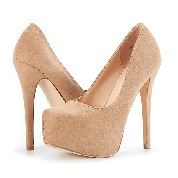 High Heel Stiletto Platform Pumps NUDE SUEDE - Image 5