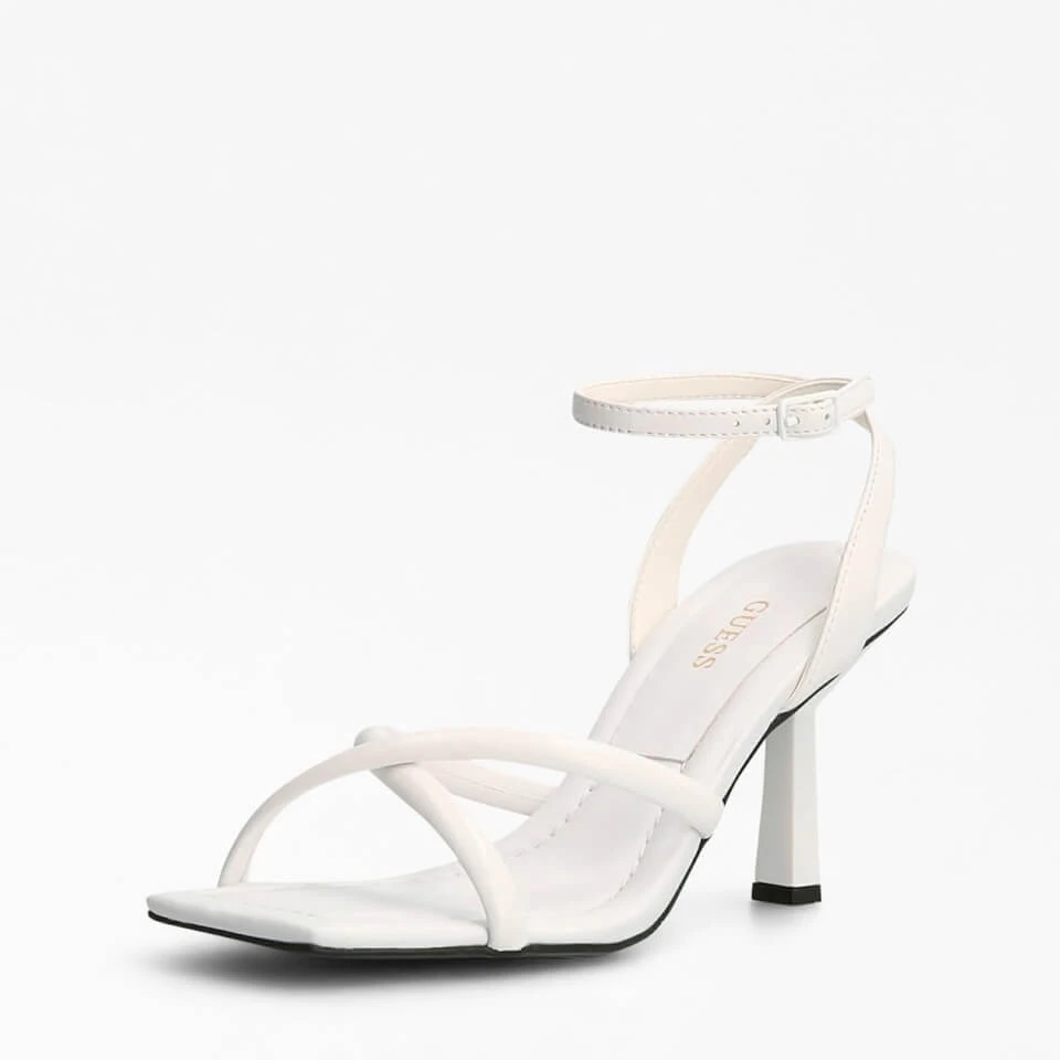 Guess Women's Dezza Leather Heeled Sandals - White - Image 2