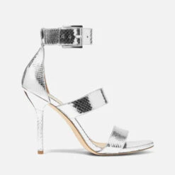MICHAEL Michael Kors Women's Amal Metallic Leather Heeled Sandals