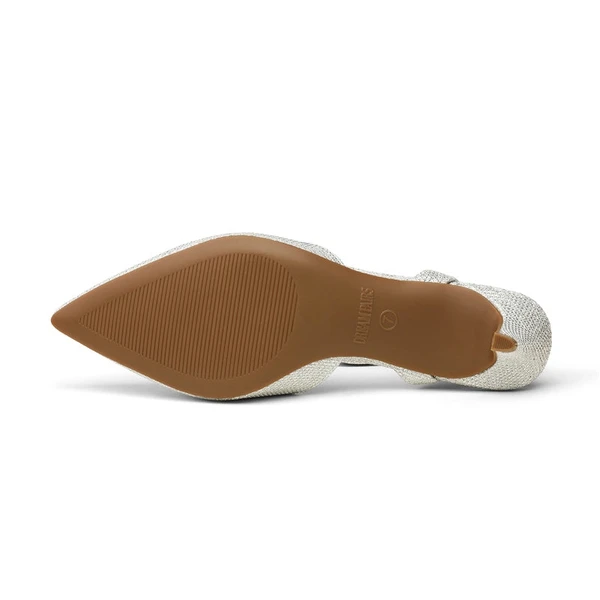 Ankle Strap Low Heel Pumps SILVER GLITTER - Image 5