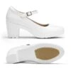 [Stand All Day Pumps] Edenia Round Toe Mary Jane Pumps WHITE