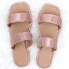 Rhinestone Two Band Sandals Slides-Rose Gold
