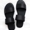 Two Strap Band Sandals-Black
