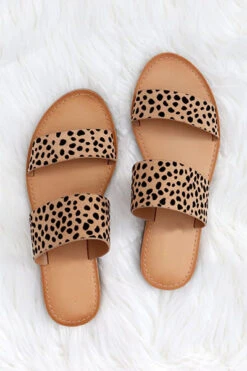 Animal Print Two Strap Band Sandals-Leopard Print