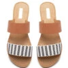 Mixed Two Strap Band Sandals-Navy And Beige Striped