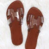Clear H Band Cutout Sandals Slides-Clear