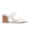 Braided Woven Sandals With Chunky Wooden Heels-Off White