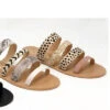 Animal Print Mixed Jute Strap Sandals-Pink & Leopard Print