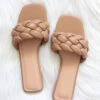 Braided Woven Sandals Slides-Camel Brown