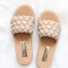 Braided Woven Espadrille Sandals Slides-Taupe