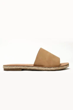 Single Band Espadrille Sole Flat Sandals-Brown