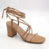 Strappy Sandals With Low Chunky Heel-Camel Brown