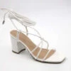 Strappy Sandals With Low Chunky Heel-White