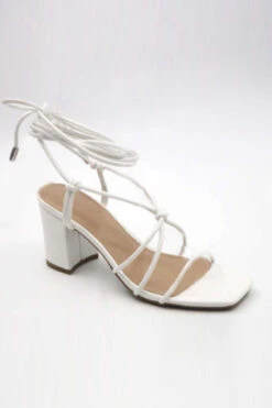 Strappy Sandals With Low Chunky Heel-White