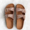 FLASH DEAL: Glitter Double Strap Buckle Sandals-Rose Gold