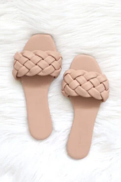 Braided Woven Sandals Slides-Blush